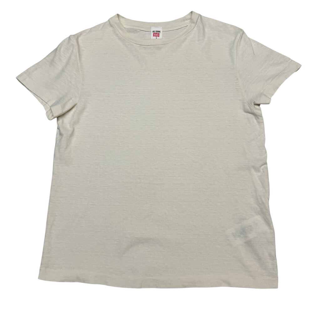 Re/Done Hanes Classic Tee Shirt in Vintage White Women's Small Minimalist